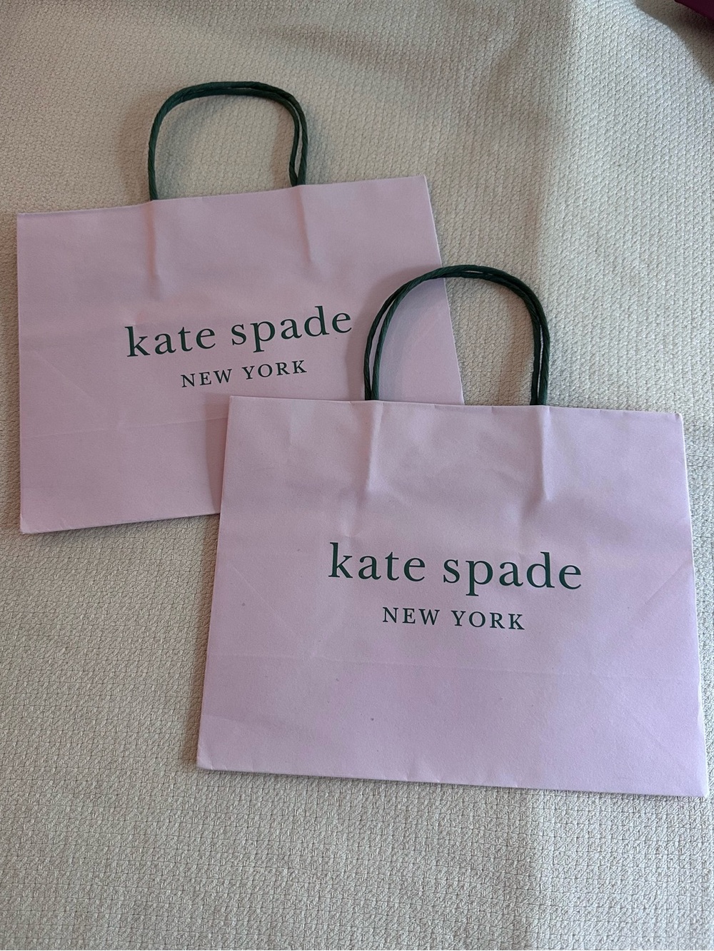 2 KATE SPADE Pink Shopping Bags Paper Totes